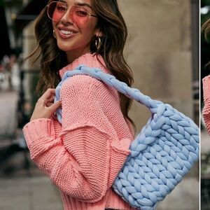 Blue crochet shoulder bag